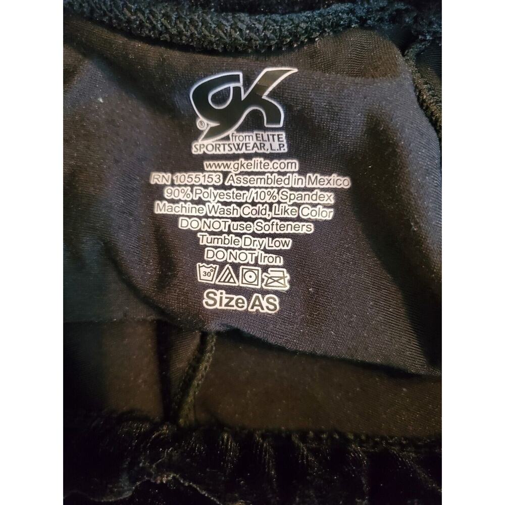 GK Elite Adult SMALL Gymnastics Cheer SHORTS Solid Black Velvet Velour - Picture 3 of 3